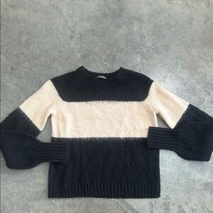 Black and Cream Women's Wool Sweater